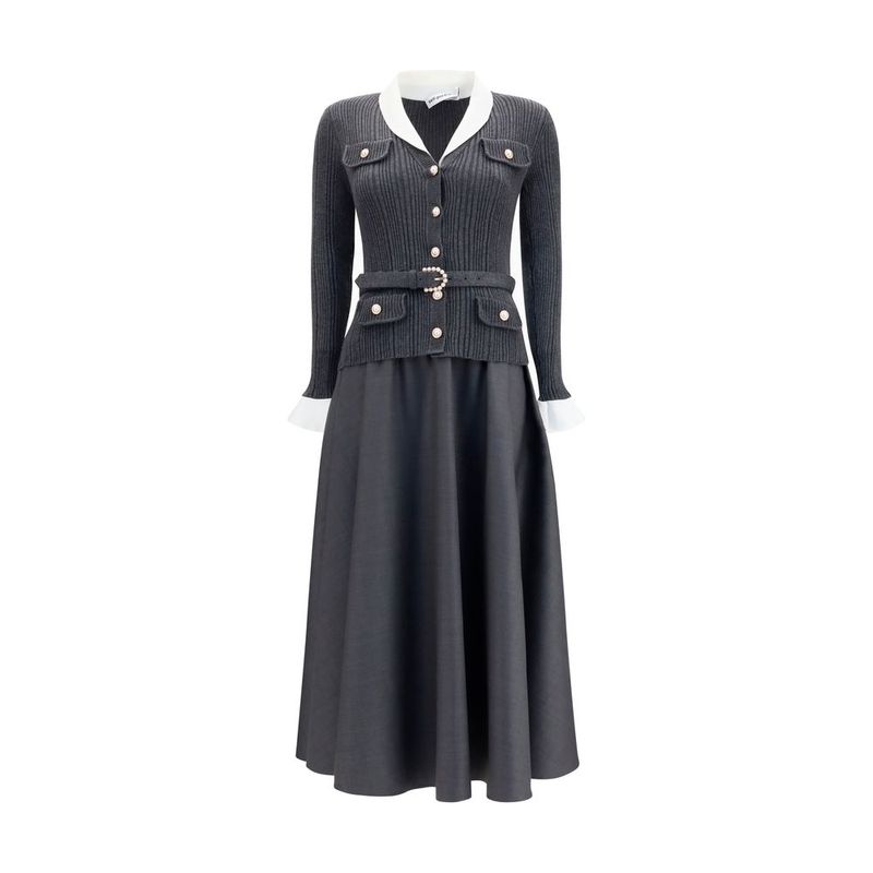Self-Portrait Gray Polyamide Casual Women's Dress